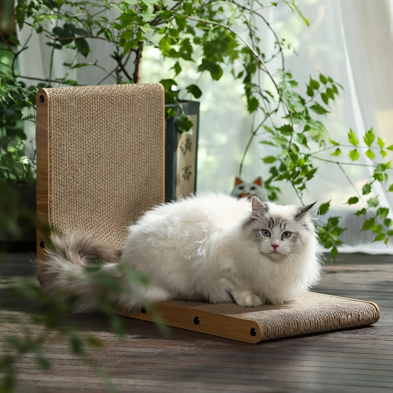 L-Shaped Cat Scratching Board for Wall and Floor - Durable Natural Texture Scratch Surface, Indoor Cat Toy and Furniture Protector, Long-Lasting Corner Cat Scratcher Play Area