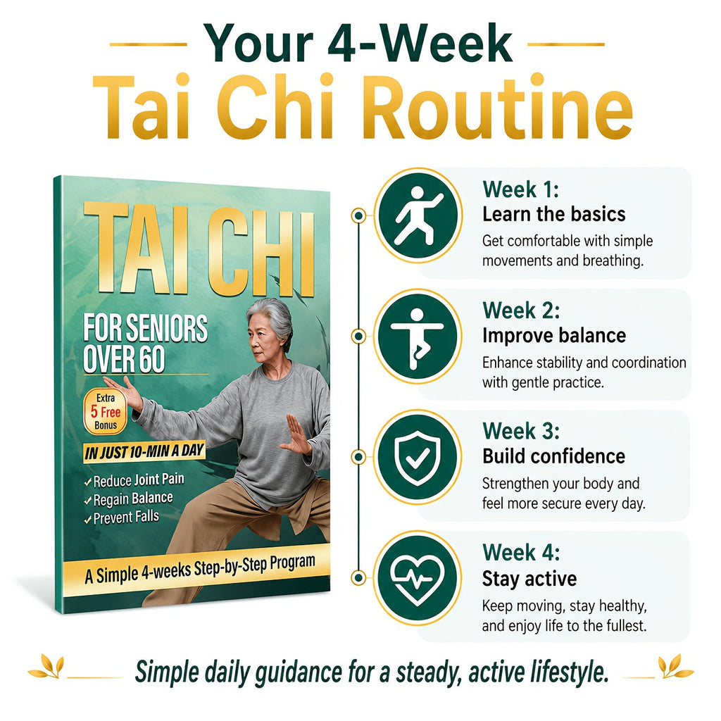 Tai Chi for Seniors Over 60 – Beginner-Friendly Exercise Program for Balance Training, Fall Prevention, Joint Pain Relief, Mobility & Flexibility | Healthy Aging Home Workout Guide for Men & Women