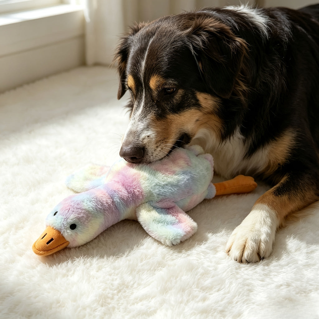 Giant Tie-Dye Duck Plush Toy for Dogs & Cats – 20 Inch Washable Soft Companion Toy with Embroidered Eyes & Zipper-Free Design for Large Medium Small Pets