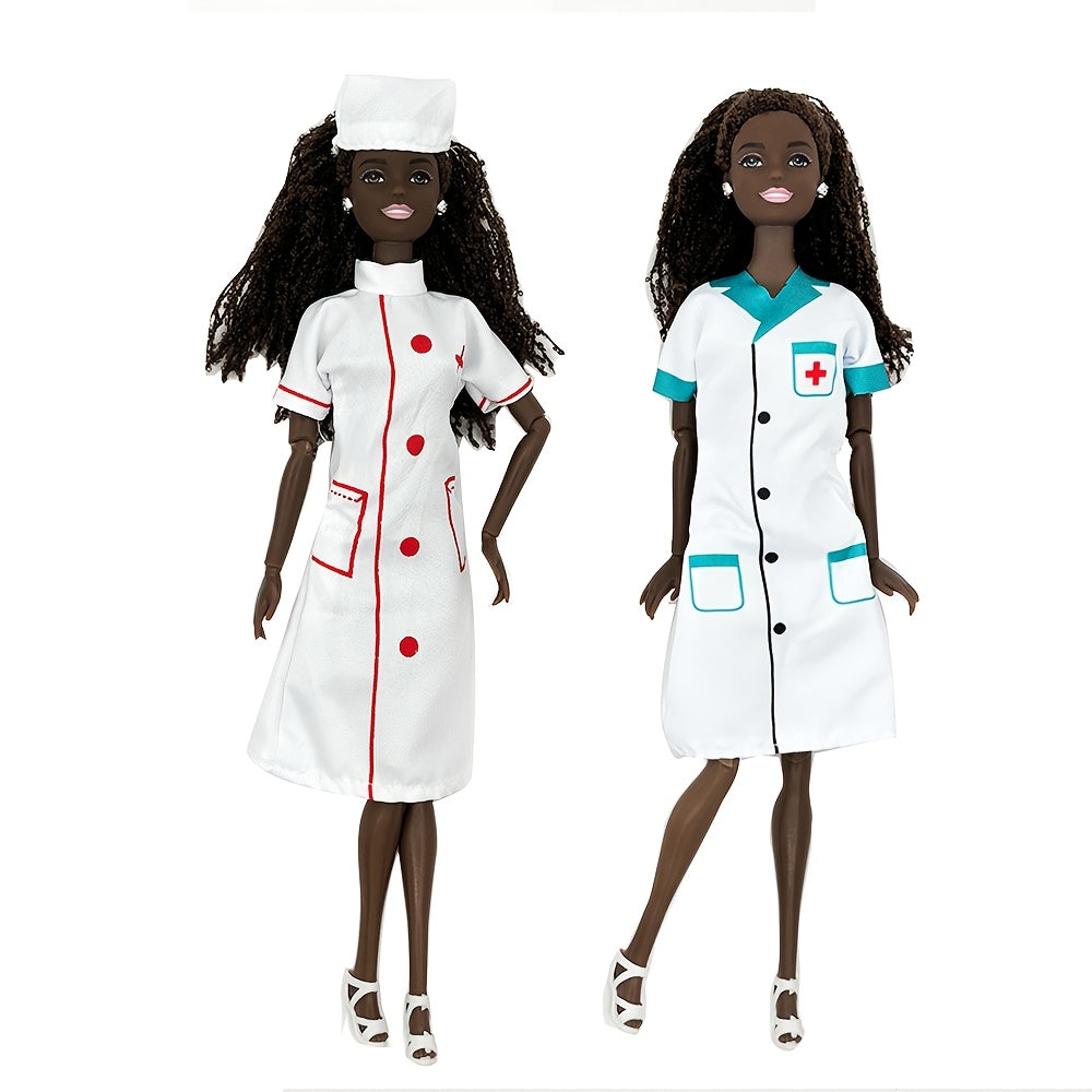 Doll Nurse & Doctor Uniform Clothes Set 5 Pieces for 11.5 Inch Dolls - Fashion Role Play Dress Up Accessories Compatible with Barbie, Medical Costume Outfits, Birthday Gift for Girls Ages 3+