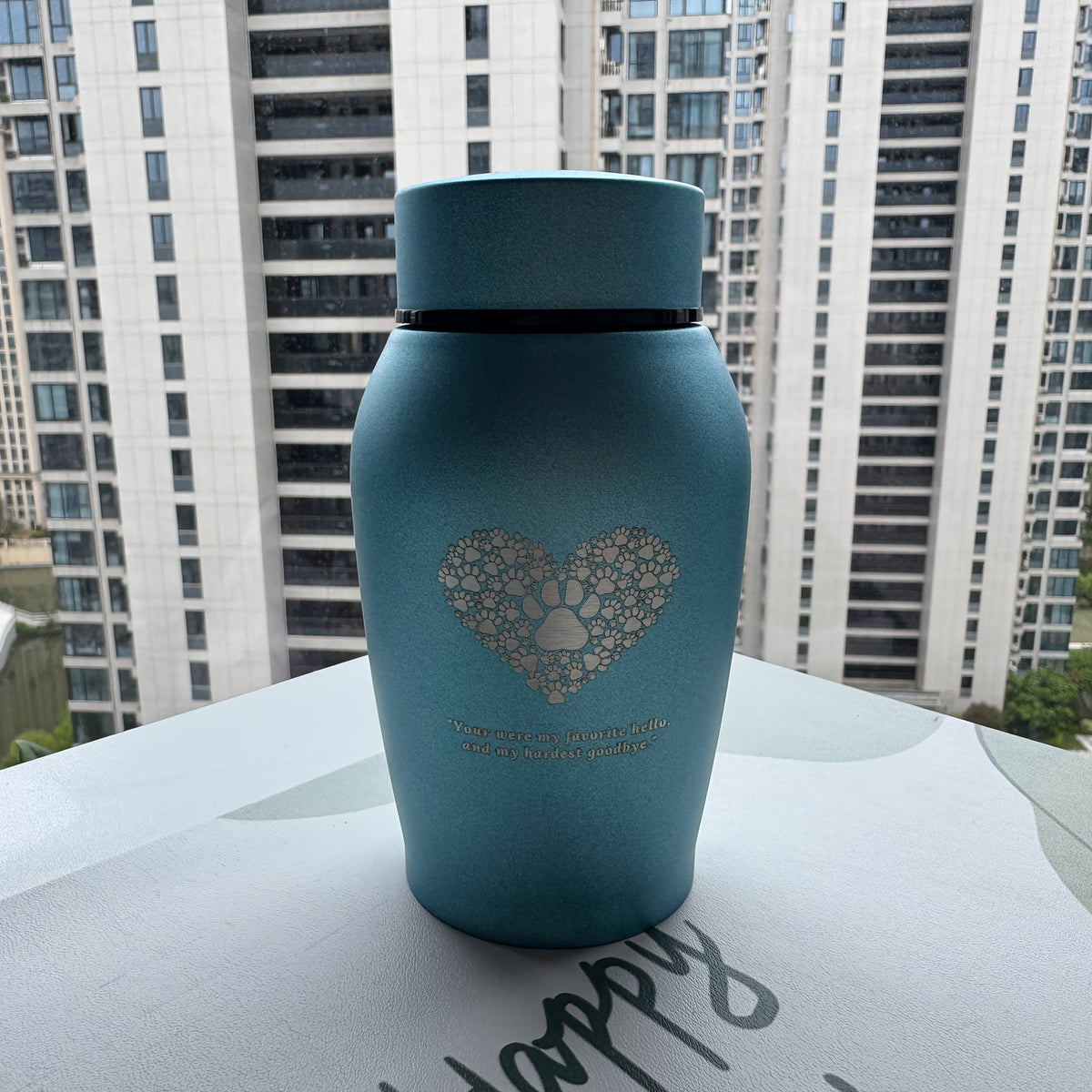 Pet Urn for Ashes Large Capacity – Stainless Steel Dog & Cat Memorial Urn with Heart Paw Print, Secure Seal Keepsake Cremation Urn, 4 Colors: Gray, Gold, Blue, Black