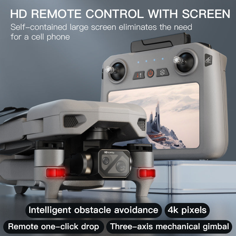 Professional GPS 4K Camera Drone with 360° Obstacle Avoidance, 3-Axis Gimbal Optical Zoom, 10KM Long Range, Night Shot, Foldable Quadcopter with One-Key Return - Aerial Photography Drone with 2 Batteries
