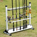 Portable Fishing Rod Holder Rack for 24 Rods Aluminum Alloy Rust-Resistant with Cushioned Grips - Lightweight Organizer for Garage, Cabin, Bedroom & Fishing Storage