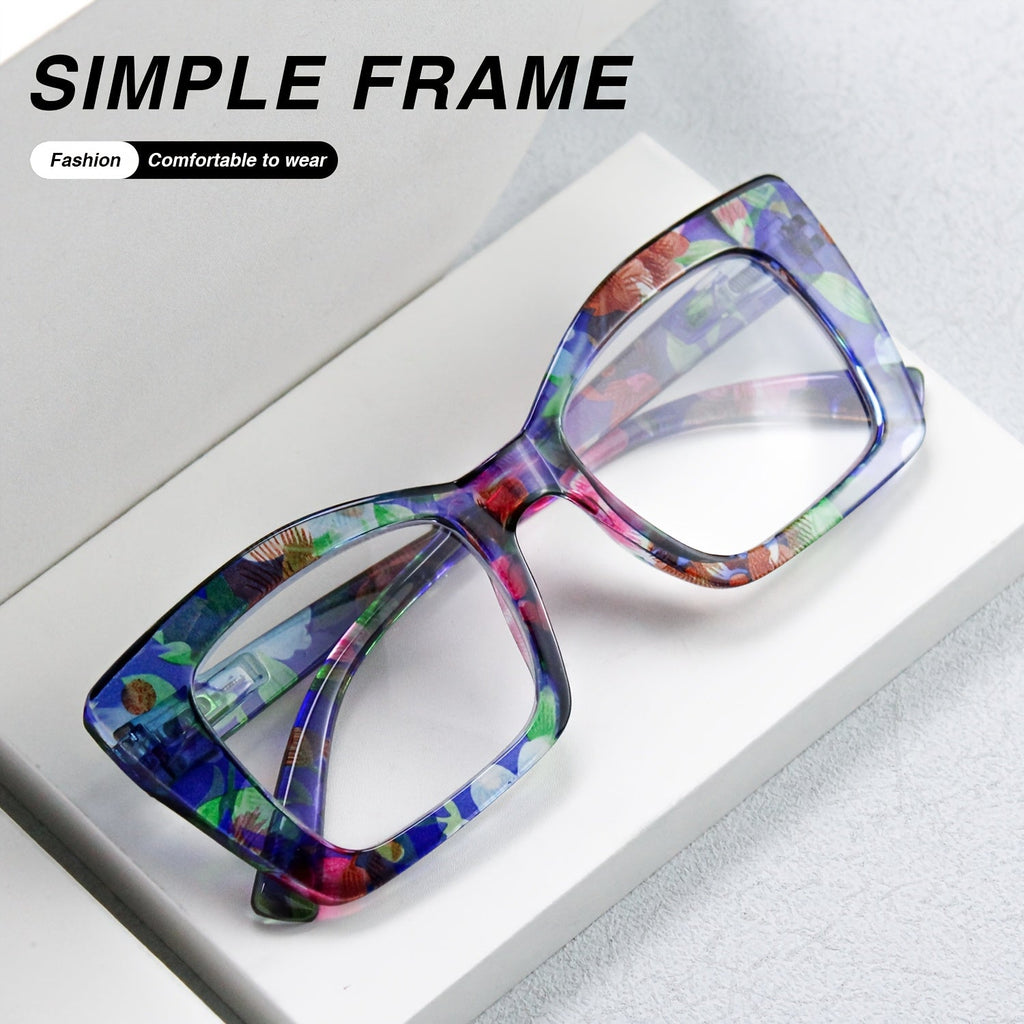 Women's Reading Glasses Set 7 Pairs – Large Square Vintage Style, Spring Hinges, +1.0 to +4.0 Magnification, Durable PC Frame, Stylish Everyday Eyewear for Women