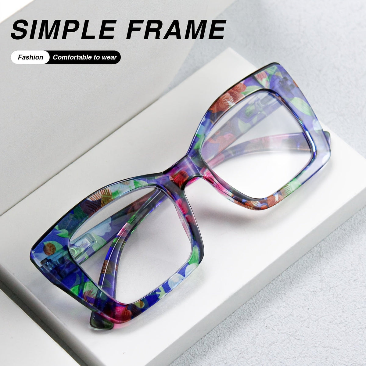 Women's Reading Glasses Set 7 Pairs – Large Square Vintage Style, Spring Hinges, +1.0 to +4.0 Magnification, Durable PC Frame, Stylish Everyday Eyewear for Women