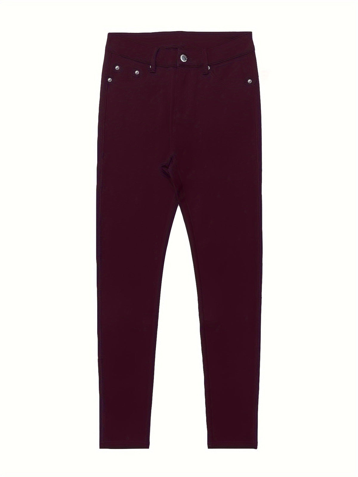 Women's High Waist Stretch Skinny Jeans Metal Button Detail Street Style Slim Fit Denim Pants 10 Colors S-XXL