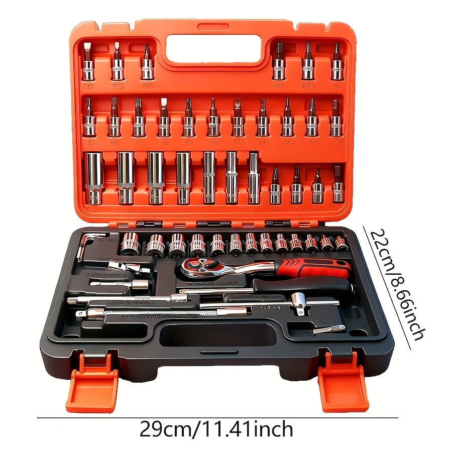 52-Piece Professional Tool Set - Chrome Vanadium Steel, Portable Toolbox for Home & Car Repair, Multi-Function DIY Hand Tool Kit for Enthusiasts & Professionals, Great Gift for Men