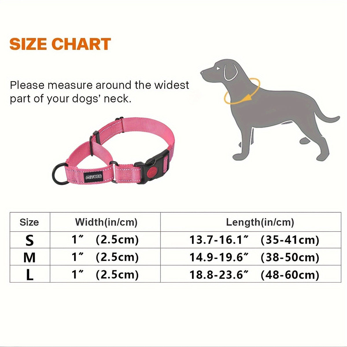 Reflective Nylon Dog Collar with Quick-Release Buckle – Adjustable No-Slip Training Collar for Small, Medium & Large Dogs, Safe Night Walking Collar with High-Visibility Reflective Strip