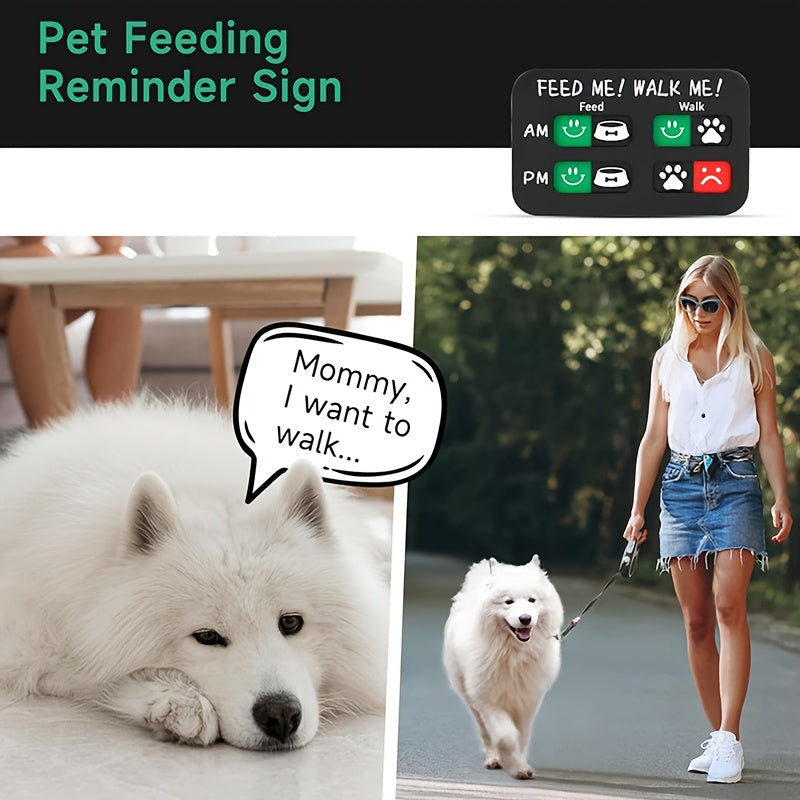 Dog Feeding Sign for Pets – Puppy Feeding Schedule AM/PM Daily Reminder Chart for Pet Feeding & Walking, Track Pet Meals and Exercise Routine – Acrylic Black