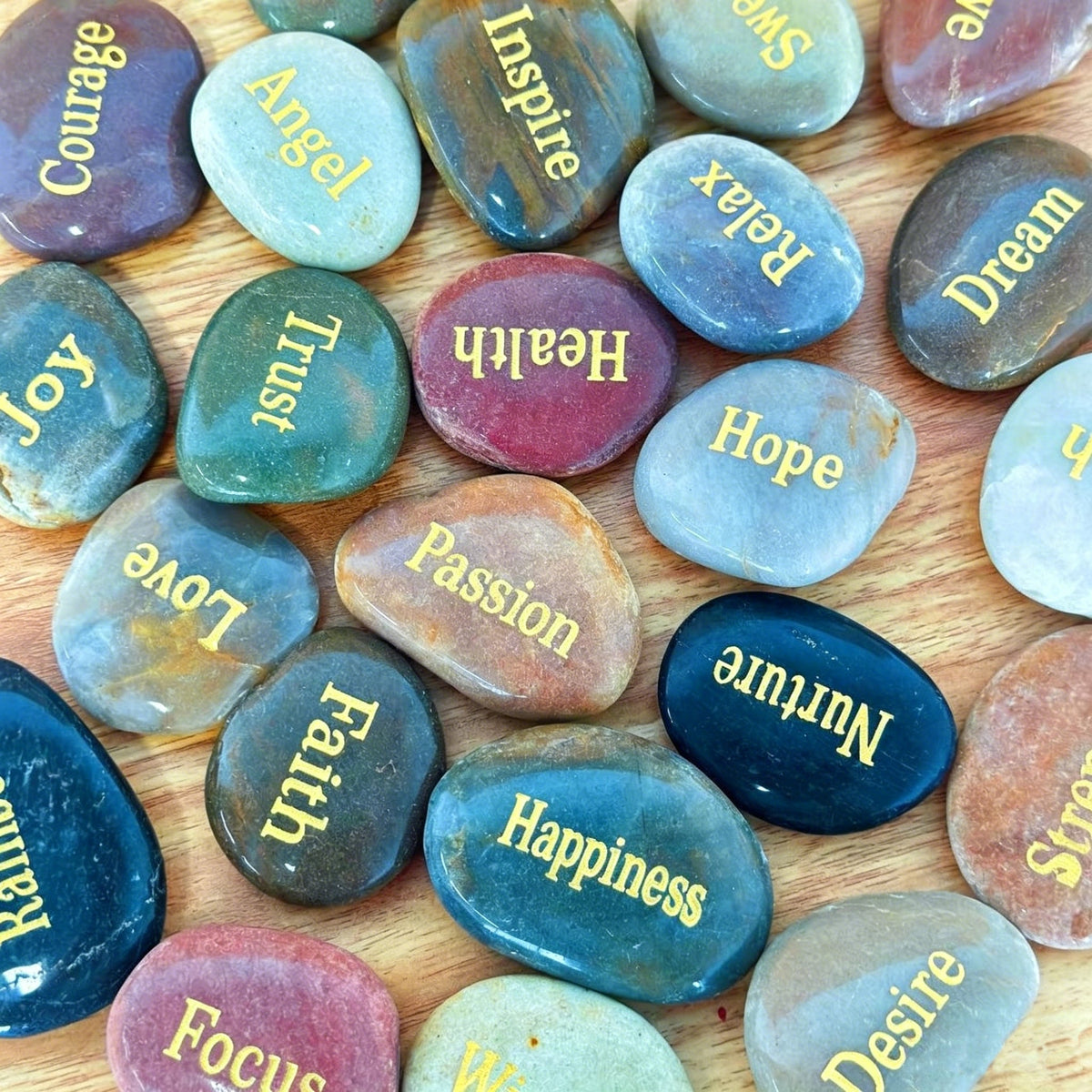 25pcs Engraved Inspirational Stones Set – Laser Engraved Motivational Word Rocks for Home Decor, Garden, Prayer & Gifts for Friends, Family & Valentine’s Day