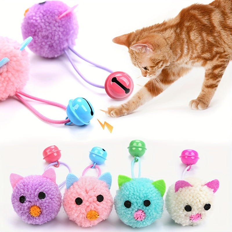 Plush Mouse Cat Toys with Bell - Cute Macaron Color Mini Mouse Catnip-Style Interactive Cat Toy with Squeaky Bell Sound for Indoor Cats and Kittens, Soft Non-Toxic Lightweight Cat Gift, 4 Colors & 4-Pack