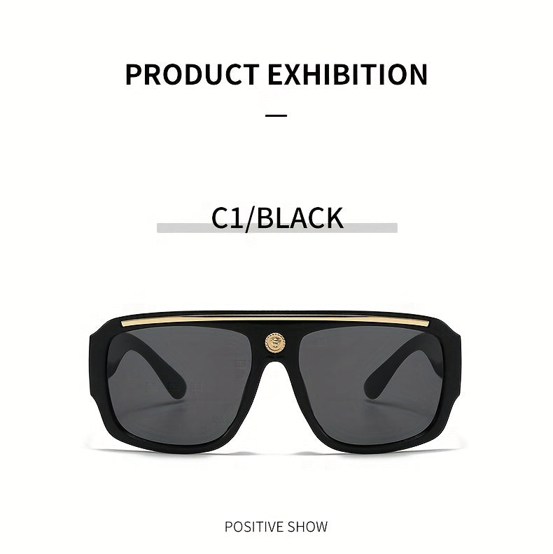 2-Pack Men's Cyberpunk Square Fashion Glasses with Metal Frame – Lightweight Street Style Sunglasses for Men, 8 Color Options, Daily Wear & Gift
