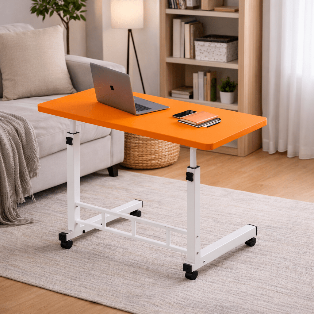Height Adjustable Mobile Laptop Table with Wheels Rolling Bedside Computer Desk for Bed and Sofa Side Table for Bedroom Dorm Room Small Spaces Available in 8 Colors