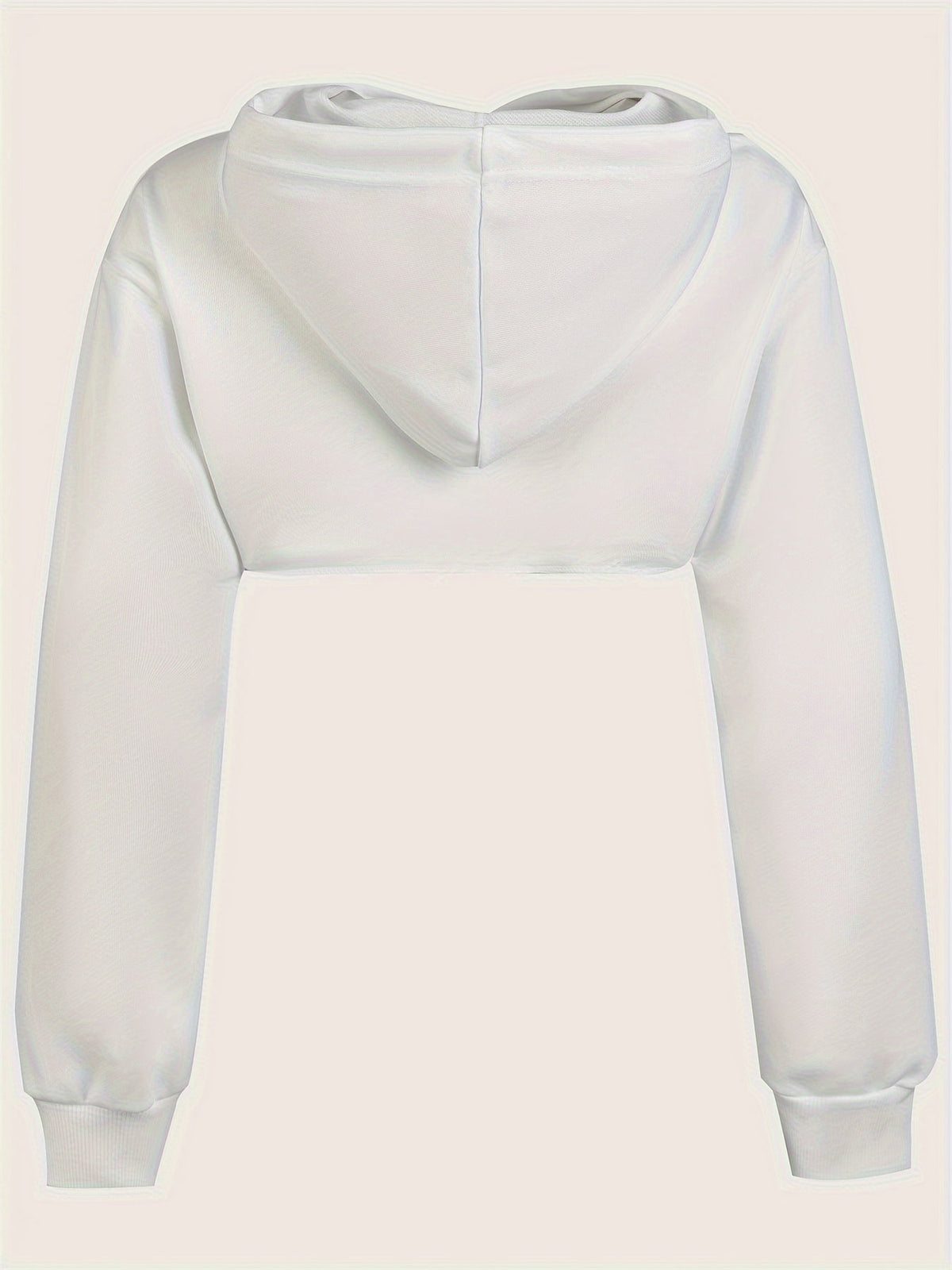 Women's Super Short Crop Hoodie – Drawstring Hood Dipped Hem 100% Polyester Casual Pullover Top for Fall & Winter