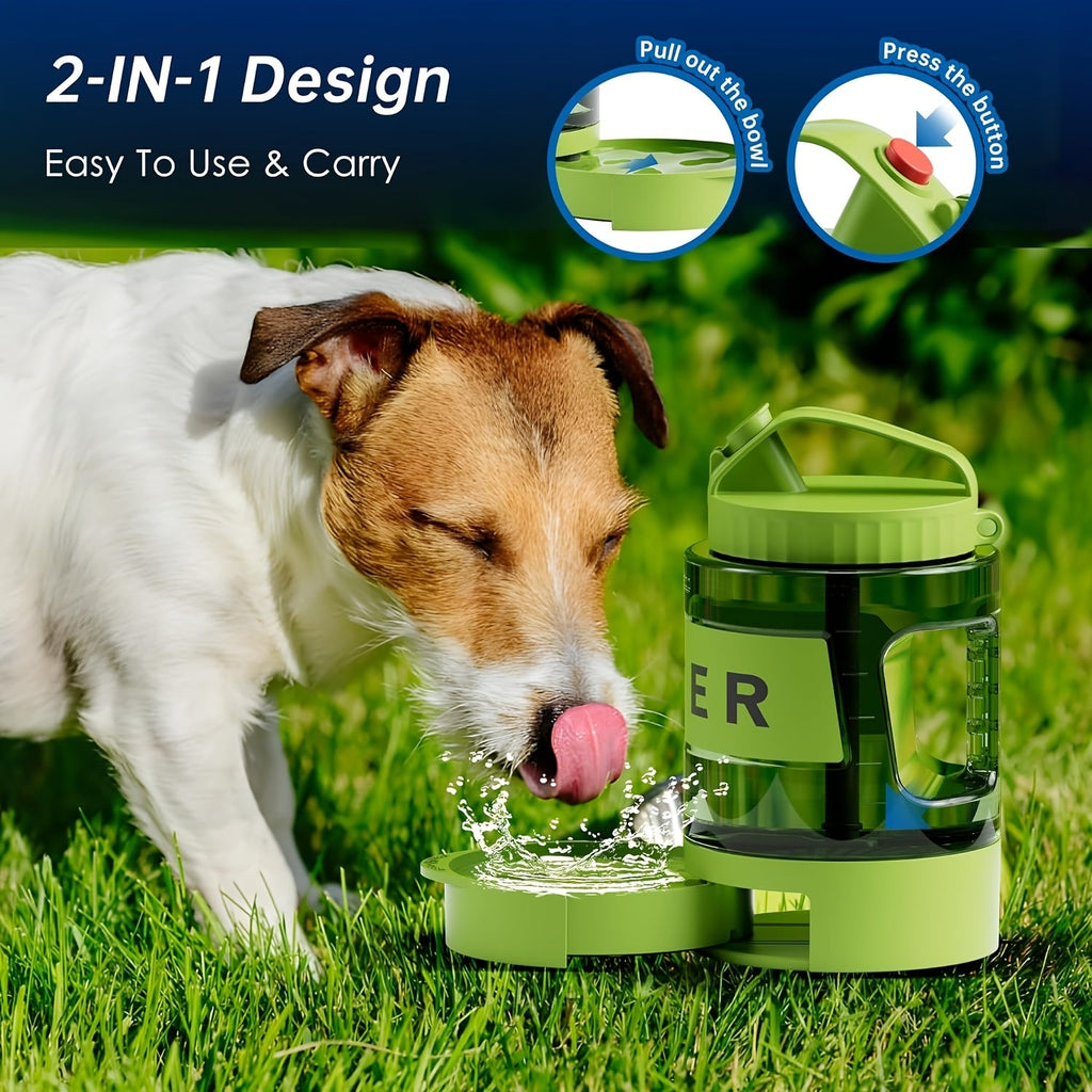 77oz Large Dog Water Bottle with Pull-Out Bowl – 2.2L Portable Travel Water Dispenser for Dogs, Ice Cube Compatible, Leak-Proof Design for Camping Hiking Beach Road Trips, Essential Outdoor Pet Hydration Accessory for Large Dogs
