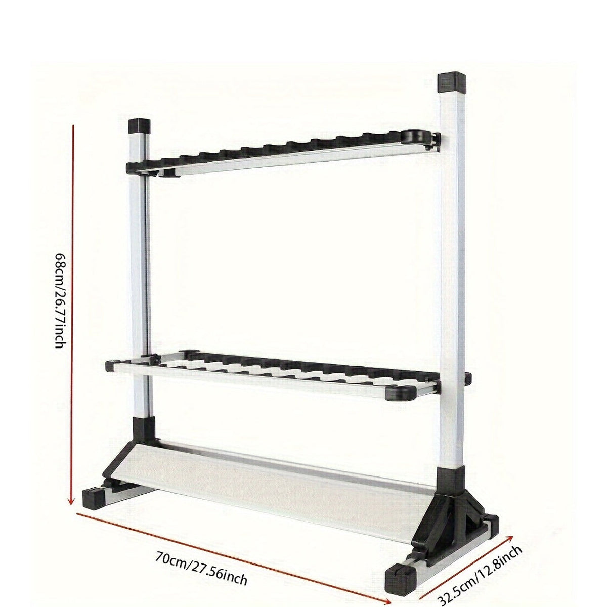 Portable Fishing Rod Holder Rack for 24 Rods Aluminum Alloy Rust-Resistant with Cushioned Grips - Lightweight Organizer for Garage, Cabin, Bedroom & Fishing Storage