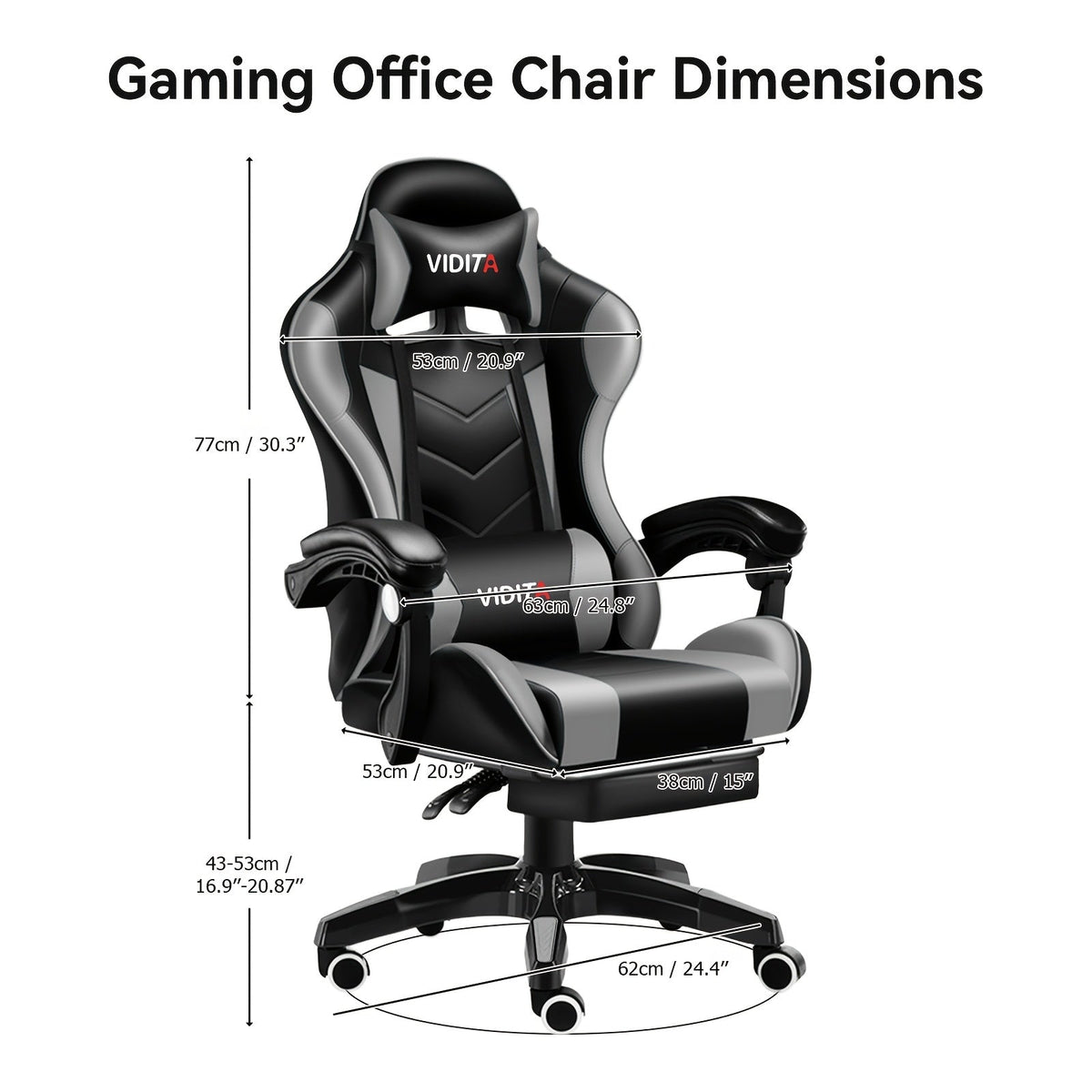 Gaming Chair High Back Ergonomic Racing Chair with Footrest & Lumbar Support – Adjustable Recline Swivel Computer Office Chair, 8 Colors
