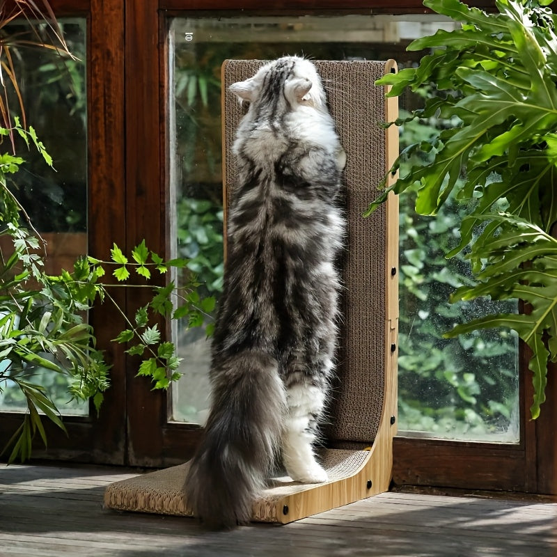L-Shaped Cat Scratching Board for Wall and Floor - Durable Natural Texture Scratch Surface, Indoor Cat Toy and Furniture Protector, Long-Lasting Corner Cat Scratcher Play Area
