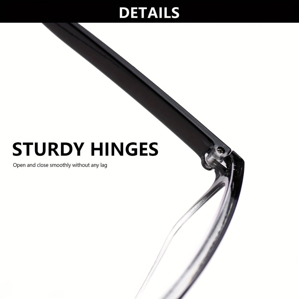 10-Pack Reading Glasses for Men & Women - Ultra-Light Square Frame Readers with HD Clear Lenses, Vintage Metal Accents, Strengths +1.0 to +4.0 for Home Office & Everyday, Great Gift for Seniors