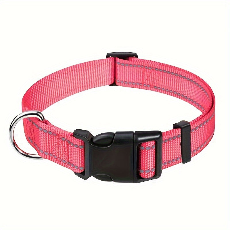 Reflective Adjustable Dog Collar for Small Medium Large Dogs & Cats – Safety Night Visibility Pet Collar with Durable Buckle, Comfortable Everyday Dog Collar