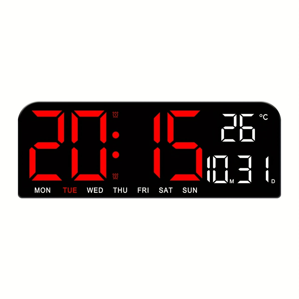 Large Screen LED Alarm Clock with Auto-Dimming Remote Control – 15 Inch Digital Clock Displays Time, Date, Week, Temperature & Humidity – Bedroom Bedside Clock for Seniors, Living Room, Office Desk