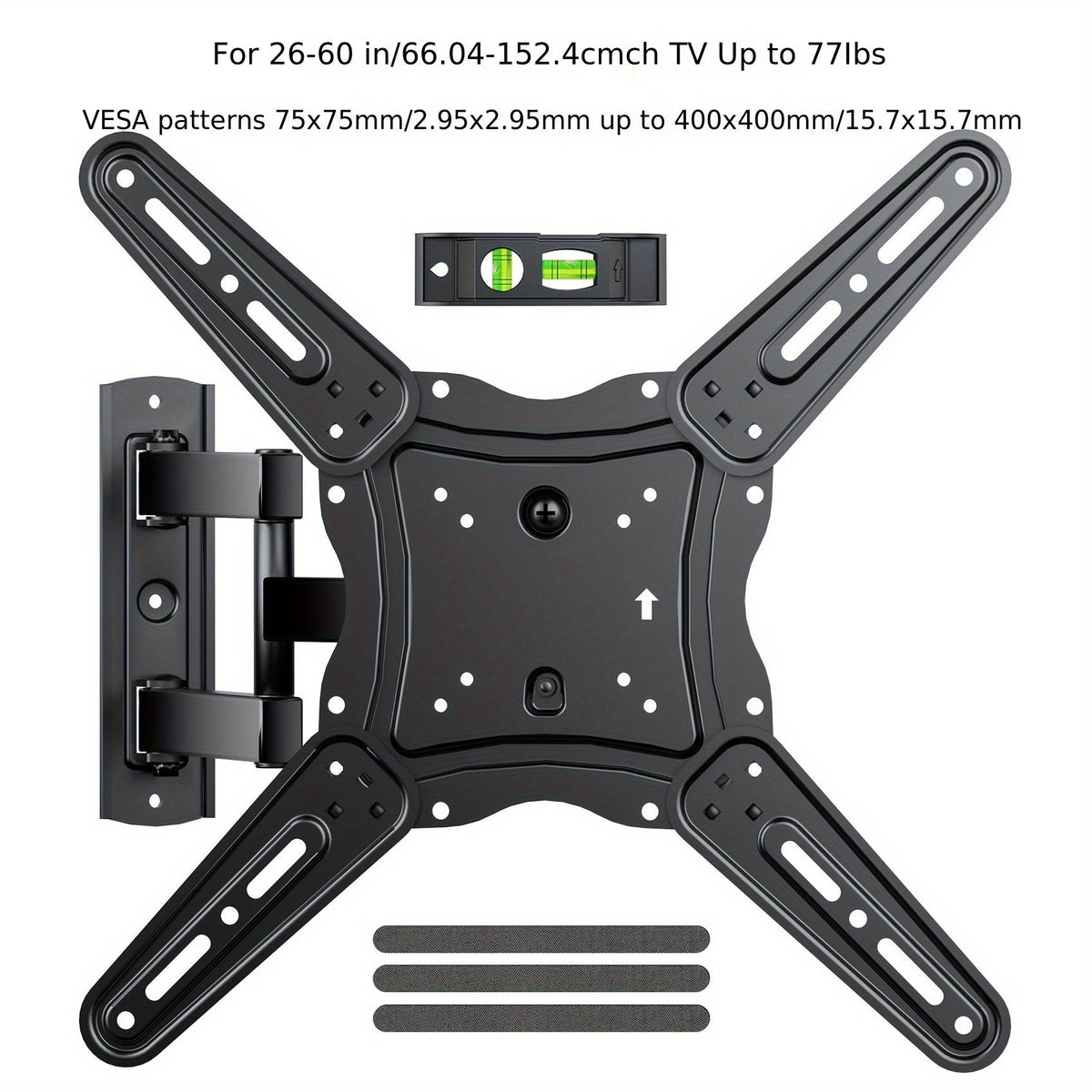 Full Motion TV Wall Mount 37-75 Inch Dual Arm Articulating Swivel Tilt Rotation VESA 600x400mm 132 lbs for OLED LCD LED Flat Curved TVs 24 Inch Extension