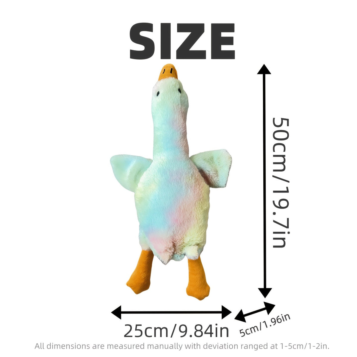 Tie-Dye Goose Plush Toy for Cats & Dogs - Colorful Soft Comfort Doll with Embroidered Eyes, Durable Pet Pillow Plushie for Cuddling & Play, Cute Cartoon Animal Gift for Dog & Cat Owners