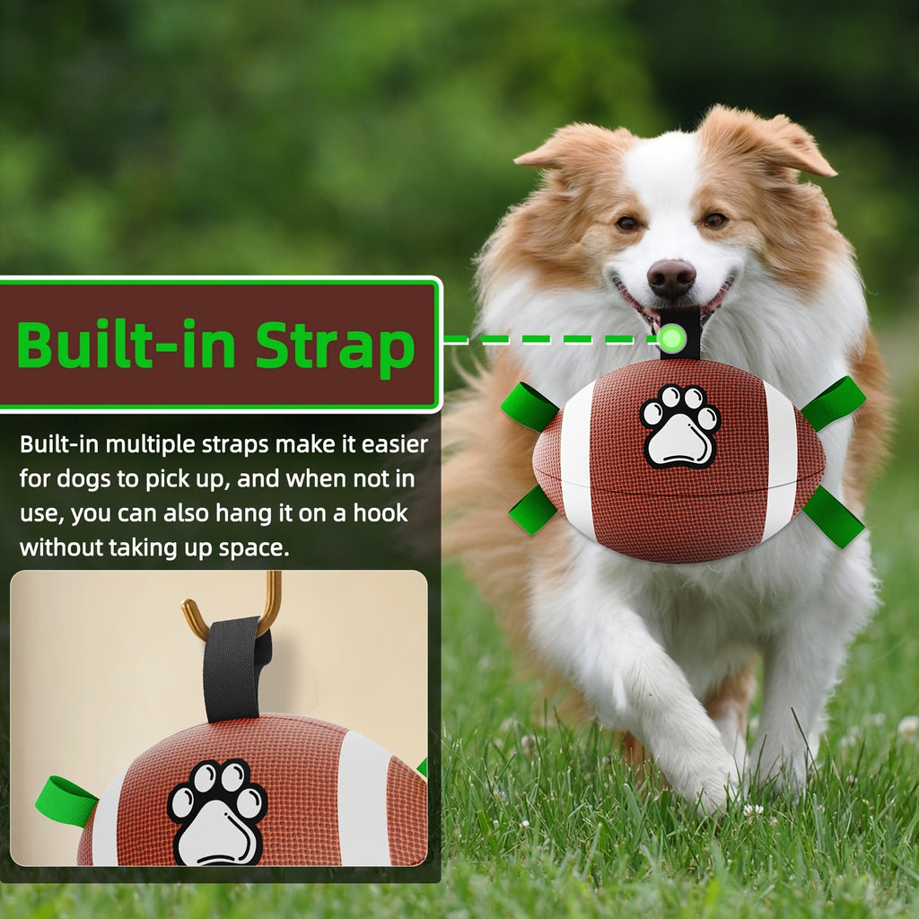 Inflatable Rubber Dog Football with Air Pump – Chew-Resistant Interactive Fetch Ball Toy for All Breed Dogs, Paw Print Design, Large & Small Sizes, Durable Indoor & Outdoor Puppy and Adult Dog Toy