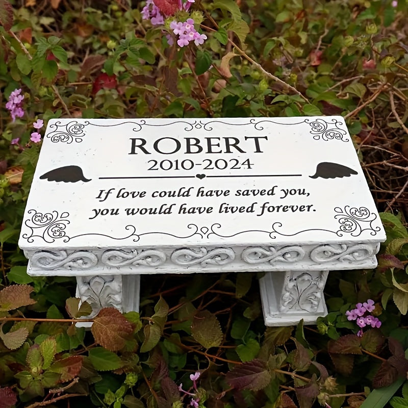 Personalized Memorial Garden Stone – Outdoor Bench Plaque for Humans, Dogs & Cats, Sympathy Gift for Loss of Loved One or Pet, Decorative Garden Memorial Marker