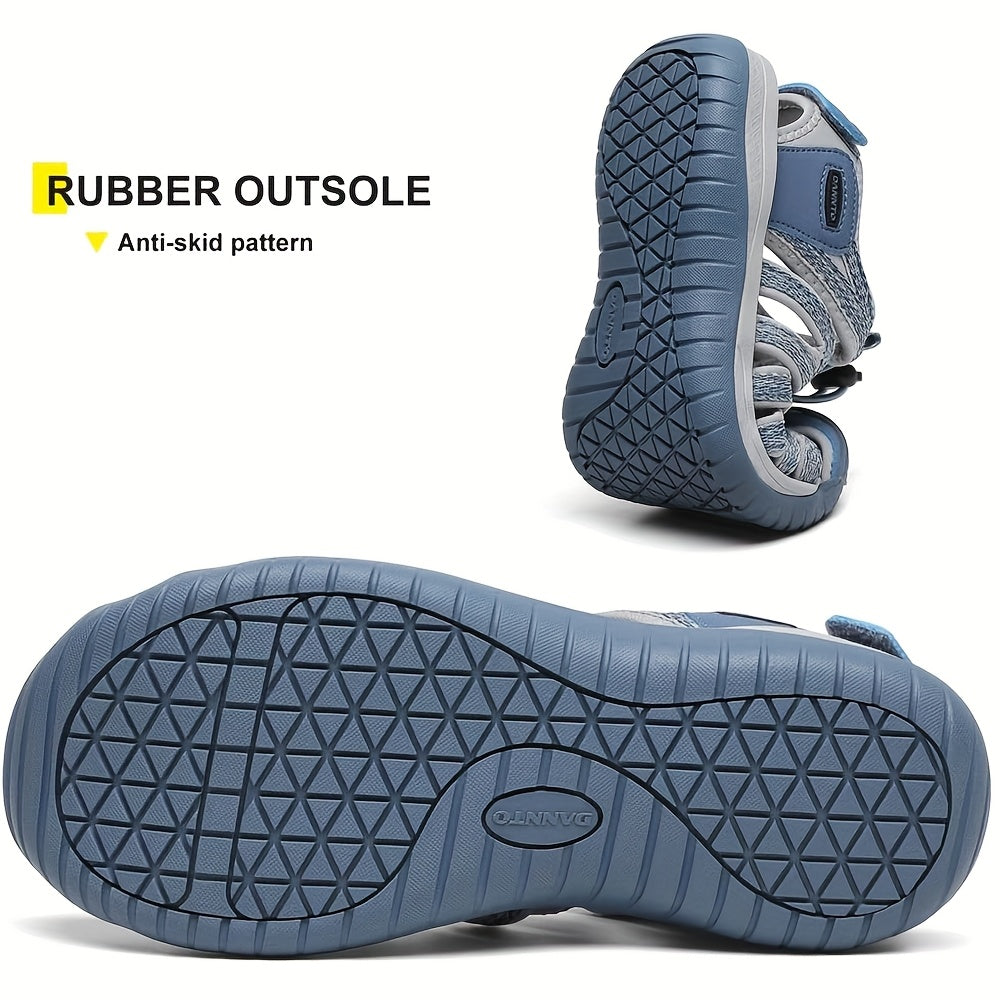 Women's Closed Toe Hiking Sandals, Lightweight Non-Slip Water Sandals with Adjustable Bungee Lace & Hook-Loop Strap, Breathable Athletic Sport Outdoor Shoes for Beach Camping Fishing Travel Walking