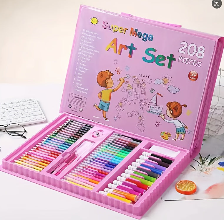 228 Piece Kids Art Supplies Set, Deluxe Painting & Drawing Kit with Oil Pastels, Crayons, Colored & Acrylic Markers, Watercolor Brushes & Drawing Pad, Gift for Kids