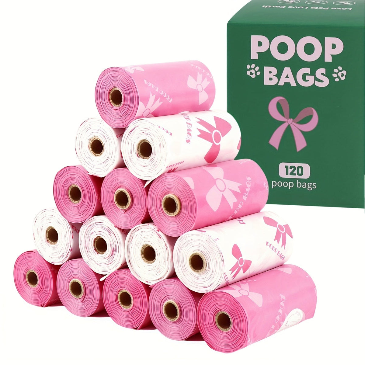 Dog Poop Bags 120 Count 8 Rolls - Ultra-Thick Leak-Proof Pet Waste Bags with Odor Control & Beautiful Pattern, Durable Dog Cleanup Bags for Large Medium & Small Dogs, Perfect Pet Gift for Dog Lovers