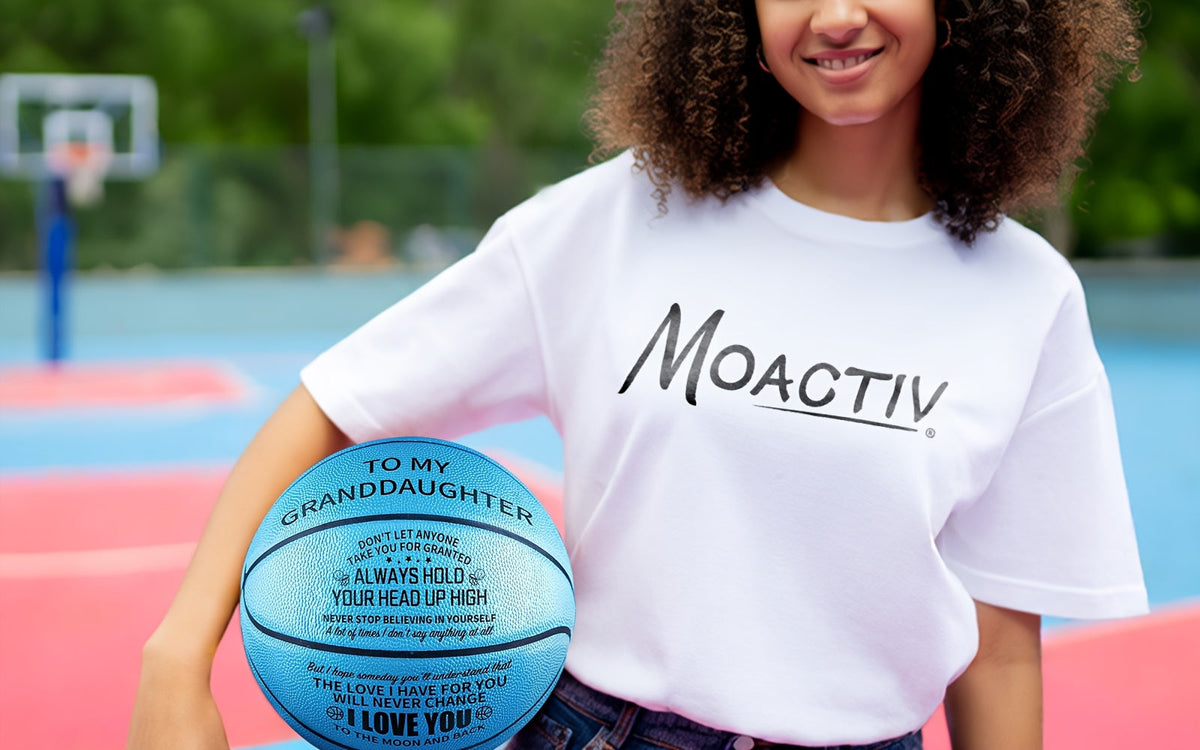 Engraved Basketball for Grandson & Son – Personalized Inspirational Size 7 Basketball with Pump, Motivational Gift for Birthday Christmas Anniversary, Blue Red Gold Black