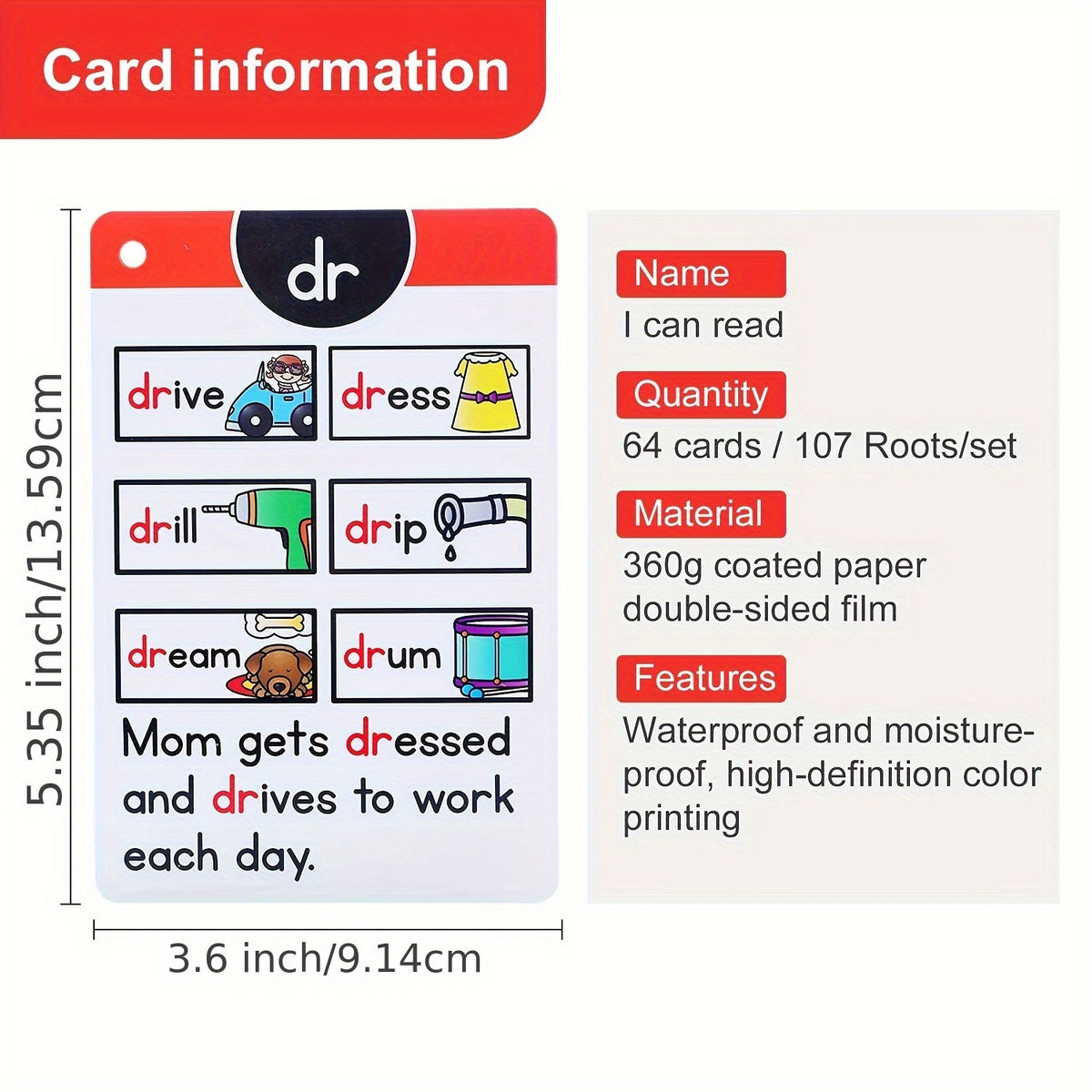 LACHILLY 107-Group Phonics Flashcards for Kids – CVC Word Learning Cards with Colorful Illustrations, I Can Read English Learning, Educational Memory Game & Teaching Aid