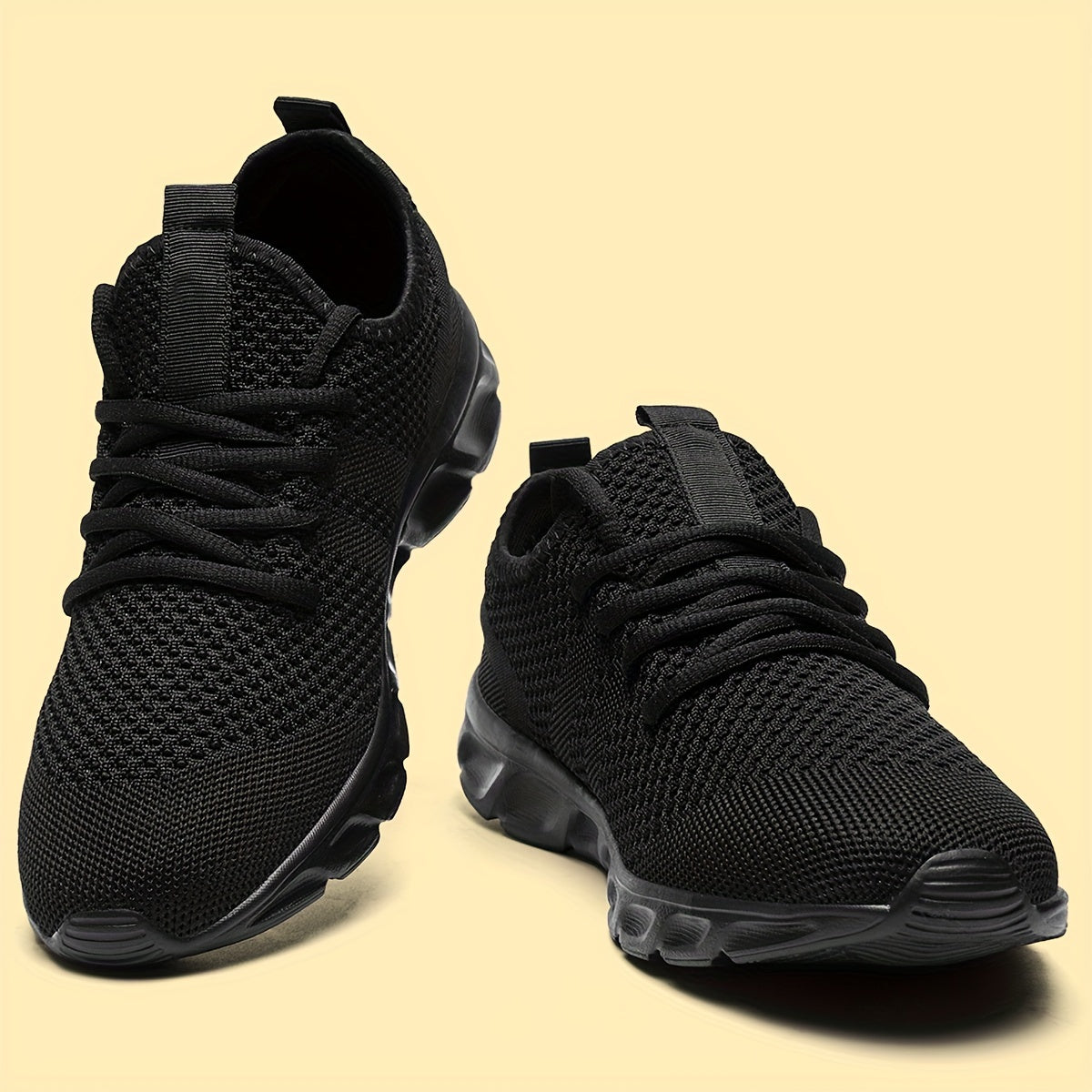Men's Lightweight Breathable Knit Mesh Sneakers EVA Sole Low-Top Lace-Up Running Walking Shoes White Red Black Round Toe All-Season Gym Travel Daily Wear Sizes US 6-13.5