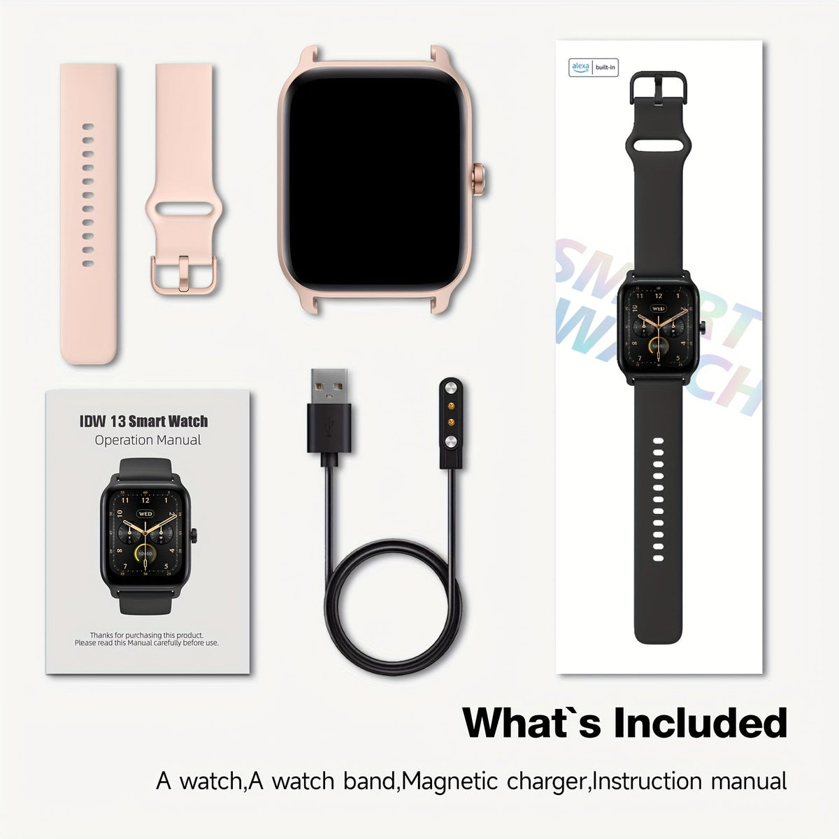 FAWEIO Smart Watch with Alexa & Wireless Calling – 1.8" HD Touchscreen, Fitness Tracker, 100+ Sports Modes, Compatible with iPhone & Android, for Women & Men