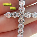 Moissanite Cross Necklace 925 Sterling Silver 11ct Brilliant Cut Pendant Necklace for Women - Luxury Hypoallergenic Religious Jewelry Gift for Her Valentine's Day Christmas