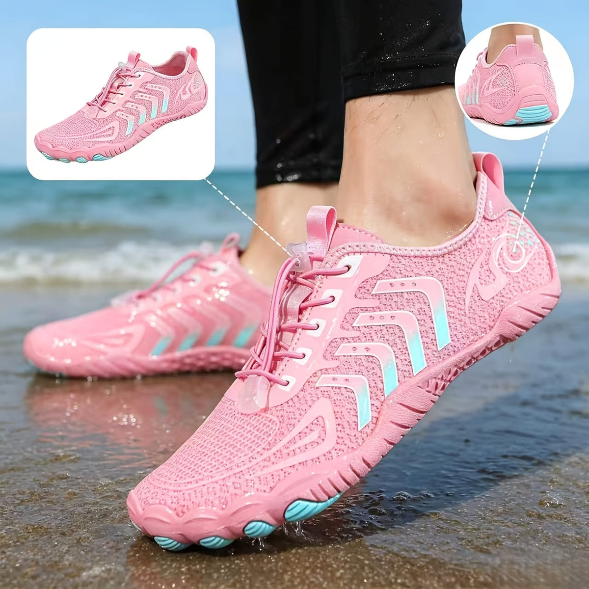 Women's Barefoot Water Shoes – Lightweight Slip-On Sneakers for Yoga, Beach, Swimming & Water Sports, Multi-Functional Sole with Cushioned Arch Support, Sizes US 5–12.5, 7 Colors