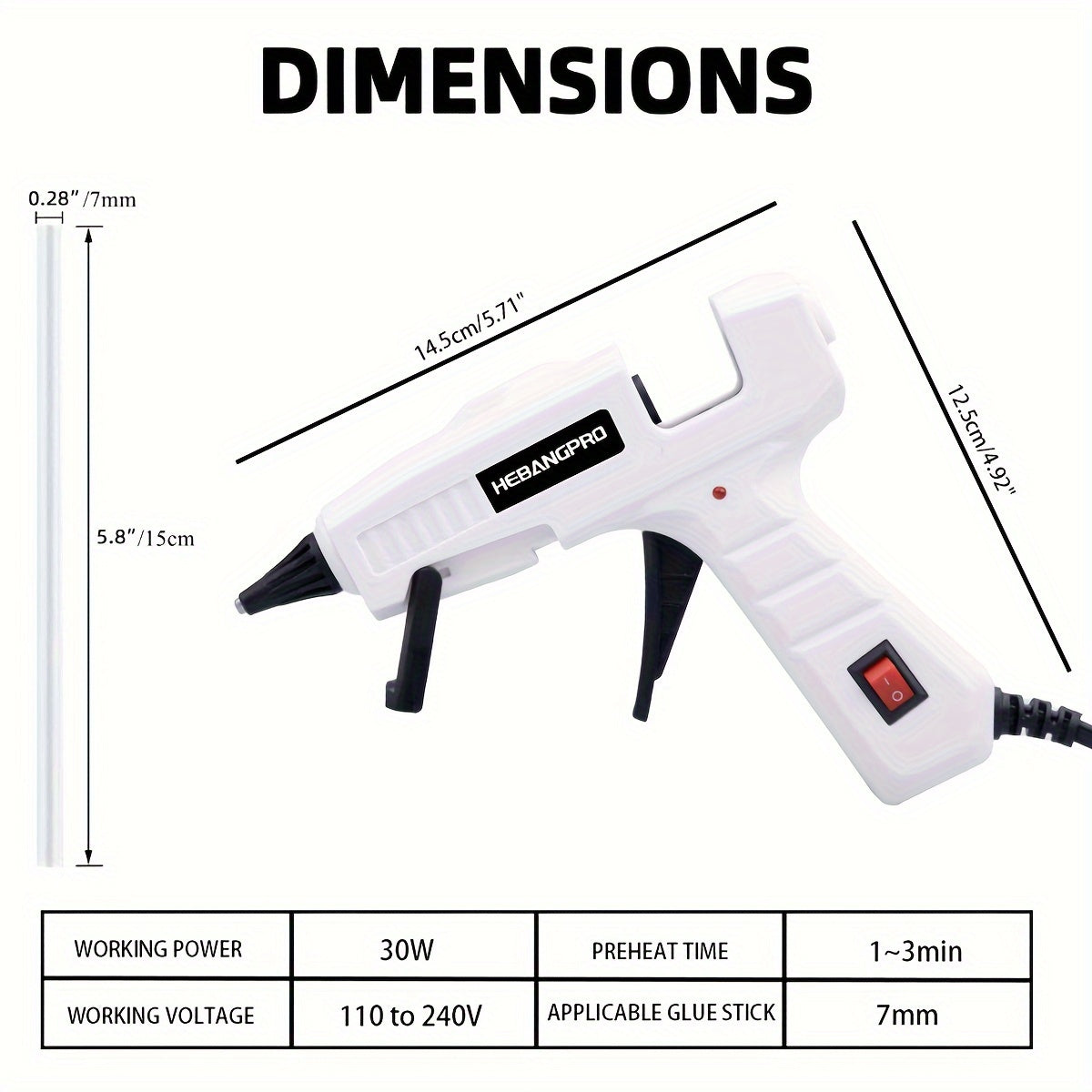 30W Hot Melt Glue Gun Kit with 30 Glue Sticks 7x150mm – Fast Heating Electric Glue Gun for School Arts Crafts DIY Projects and Quick Home Repairs – Multiple Color Options