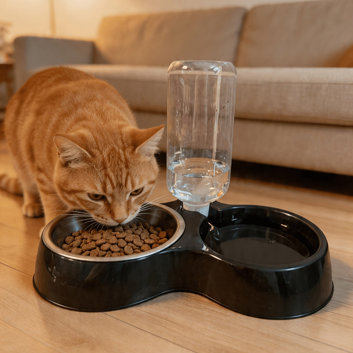Tilted Anti-Slip Pet Feeder and Waterer Bowl Set - Ergonomic Tilt Design for Cats & Dogs, No Battery Required, Promotes Healthy Eating Posture, Easy-Clean Feeding & Drinking Station for Indoor Pets