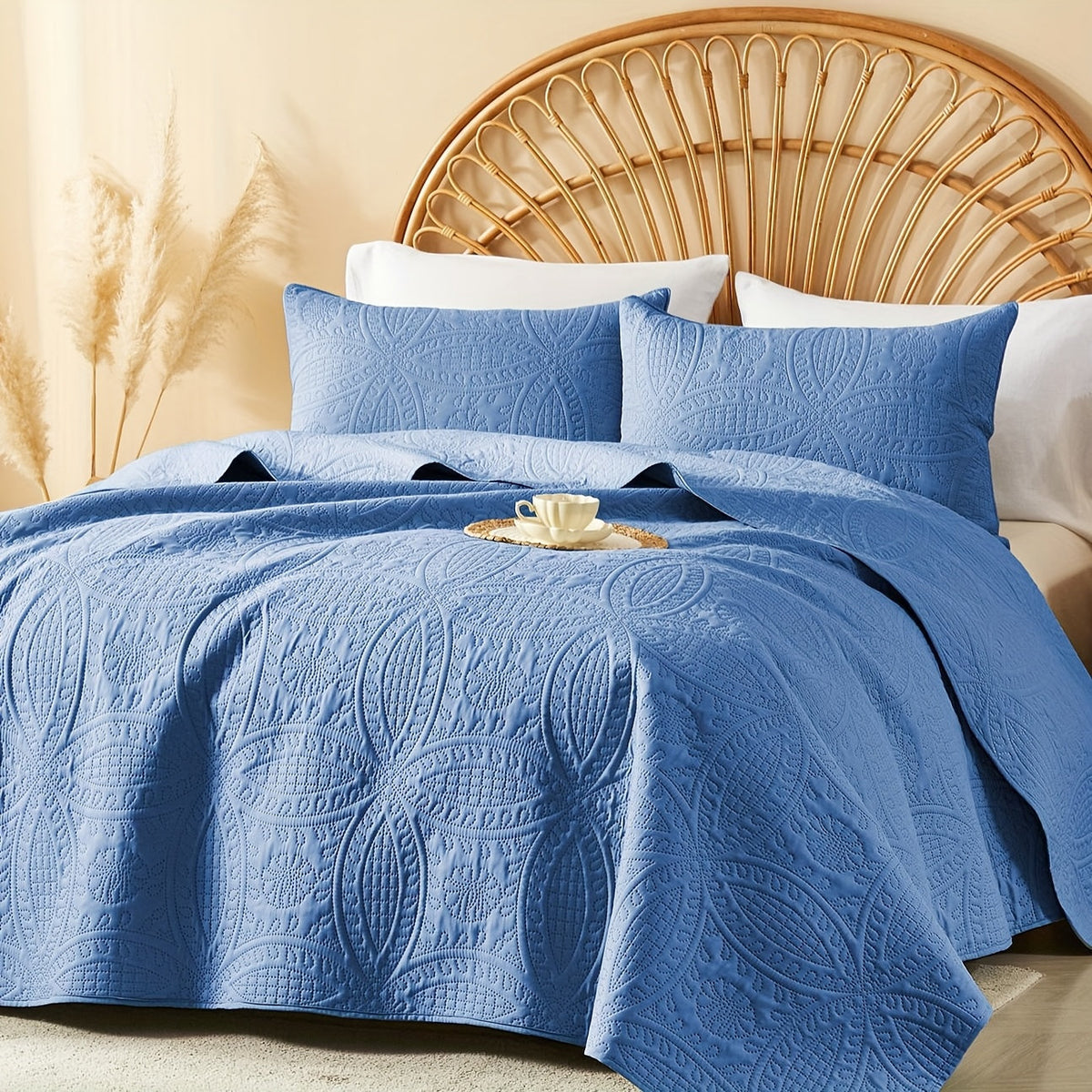 Cooling Summer Quilt Set 2-3 Piece Lightweight Breathable Microfiber Bedspread – Modern Coin Pattern Coverlet Twin Queen King, All Season, Multiple Colors, Holiday Gift for Family