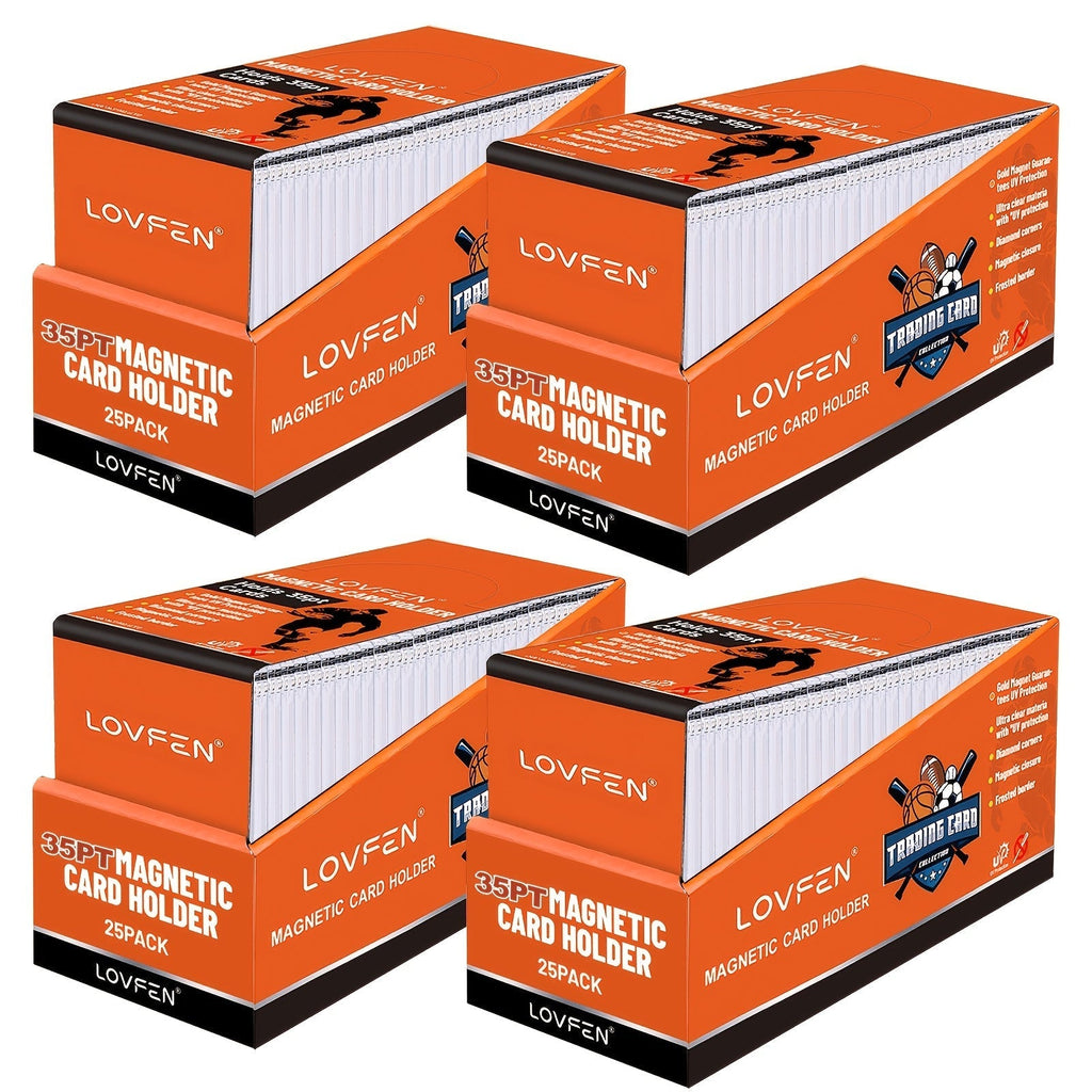 Magnetic Card Holders 35pt UV Protection – Ultra-Thin Hard Plastic Trading Card Cases, Single Touch One-Touch Holders for Sports Cards, Football, Baseball, Pokemon, TCG – 25/50/100/200/400 Pack