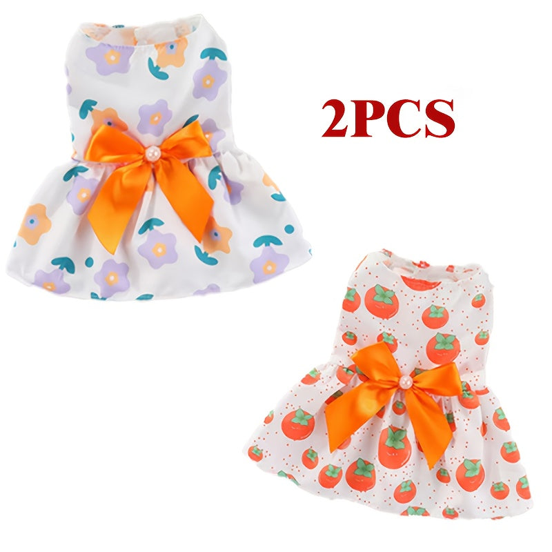 Dog Dress 2-Piece Set Spring & Summer Floral Pet Outfit – Cute Lightweight Dress for Small & Medium Dogs and Cats, XS to XXL Daily Wear, Adorable Girly Pet Clothes Gift for Dog Lovers