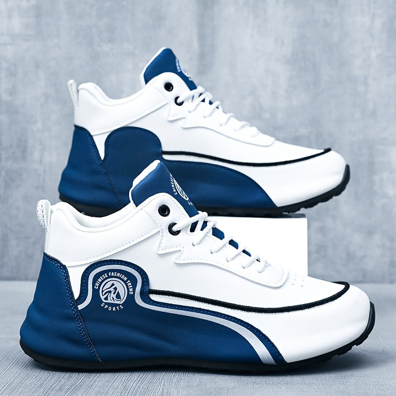 Men's Arch Support Anti-Slip Running Shoes – Lightweight Breathable Tennis Walking Gym Shoes, Corrective Sports Sneakers, White Blue & White Grey, Sizes US 7–12.5