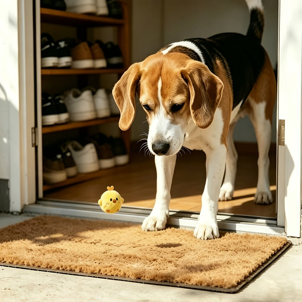 Squeaky Bouncing Pet Toy Ball for Dogs and Cats - Yellow Chick Interactive Slow-Rebound Chew-Resistant Boredom Relief Toy, Attracts Pets with Sound - Perfect Pet Gift