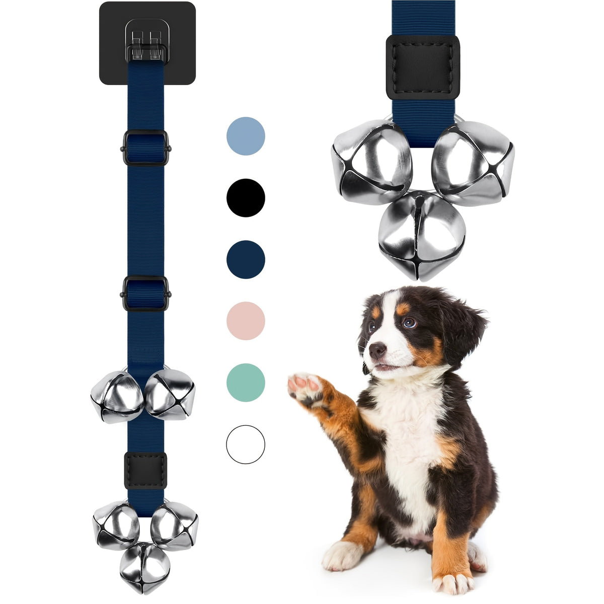 Dog Potty Training Bells for Door – Adjustable Height Doorbell for Dogs to Go Outside, No Battery Needed, Durable Pet Door Bell for Housetraining Puppies & Dogs, Single or Double Pack, Multiple Colors