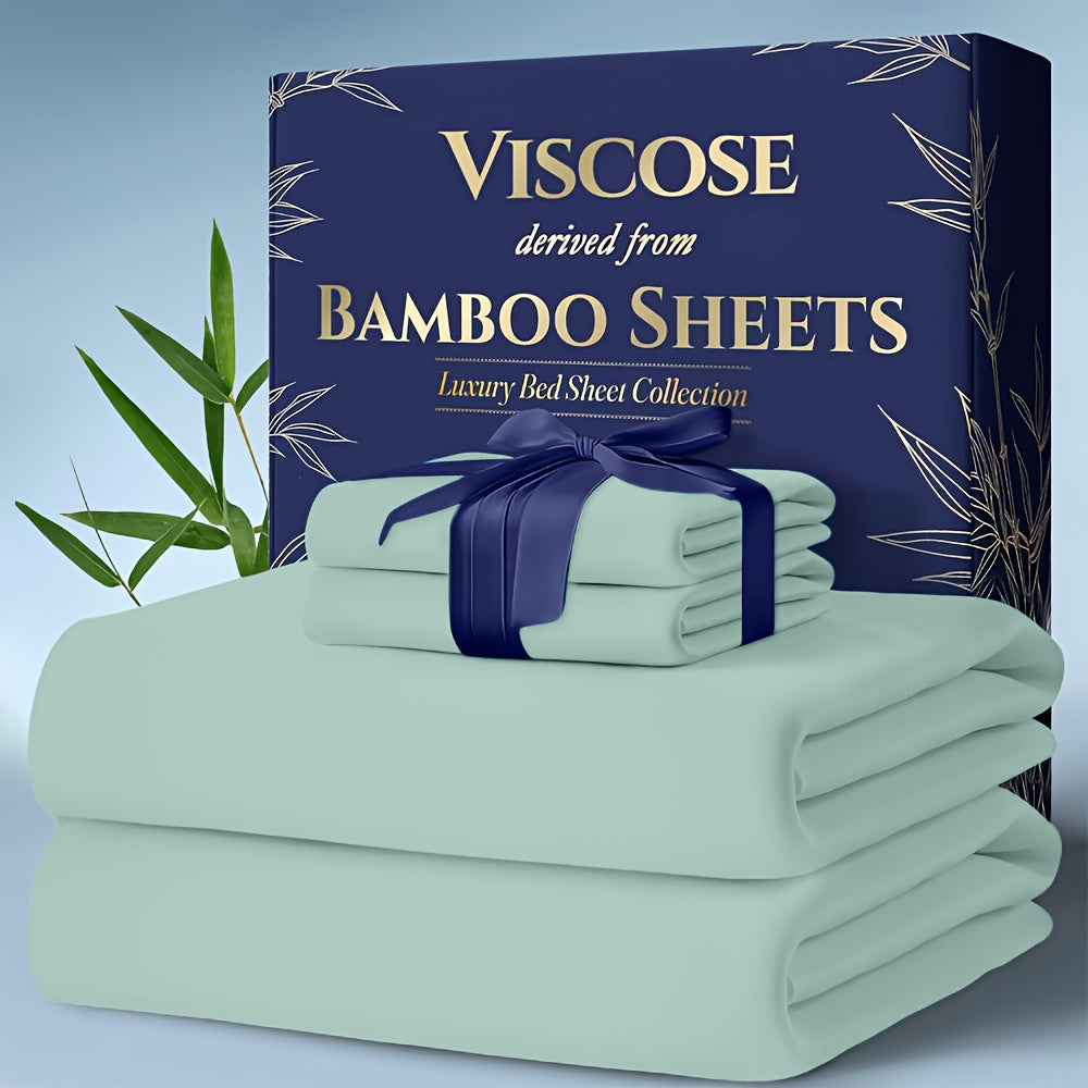 Cooling Bamboo Bed Sheet Sets – Ultra-Soft Breathable Deep Pocket Sheets for Hot Sleepers, Twin Full Queen King, 4-Piece Set with Pillowcases, Moisture-Wicking Temperature Regulating