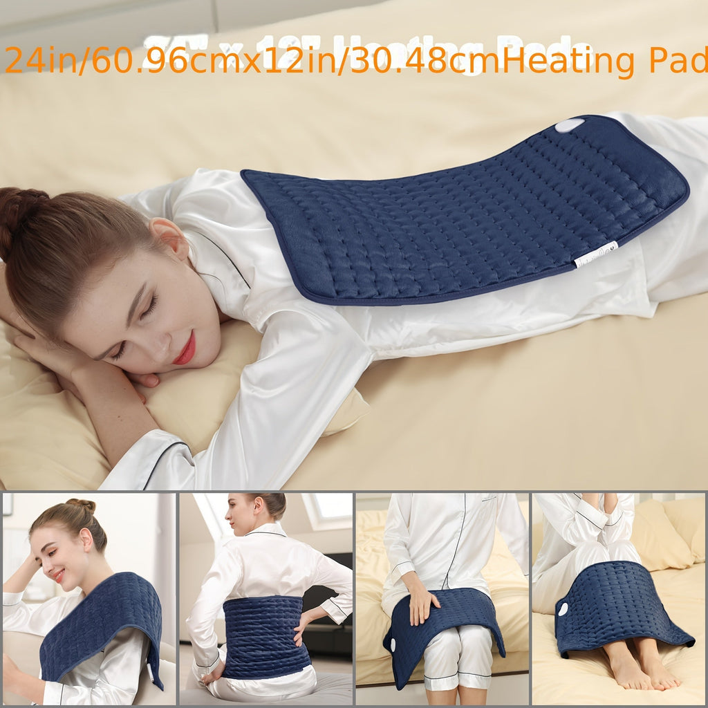 Extra Large Heating Pad 24"x12" for Back Neck Shoulders – 6 Heat Settings Auto Shut-Off Wet Dry Washable Flannel Electric Heating Pad Gift