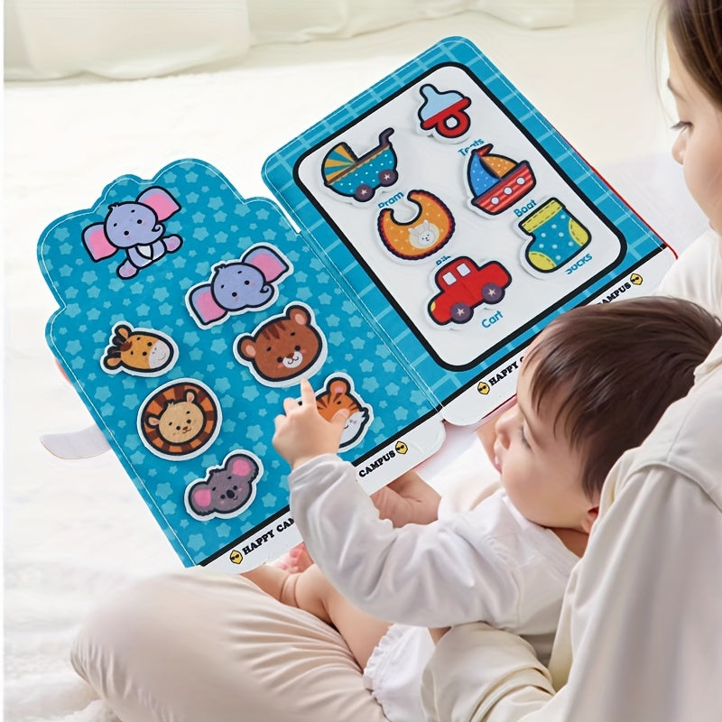 Reusable Sticker Book for Toddlers Baby Enlightenment Activity Book Develops Hand-Eye Coordination Concentration Cognitive Skills Early Learning Educational Gift for Kids