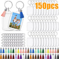 150PCS Acrylic Photo Frame Keychain Blanks with Colorful Tassels – Snap-In Clear Picture Keyring Set for DIY Crafts, Bulk Custom Keychains, Party Favors & Gifts